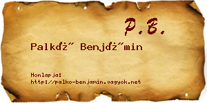 Palkó Benjámin névjegykártya